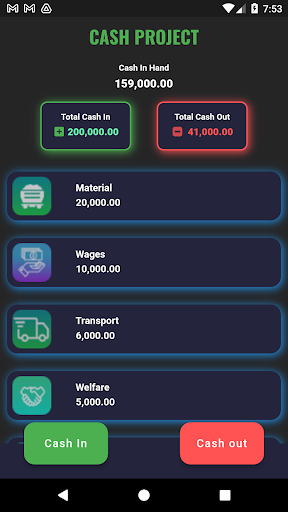 Android application Cash Project screenshort