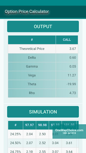 Option Calculator & Pricing Screen 3