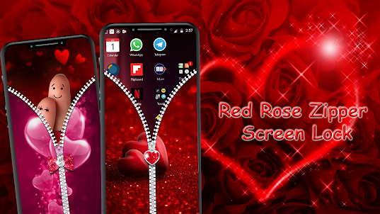Red Rose Zipper Screen Lock