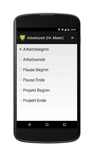 Android application YellowTimeManager screenshort