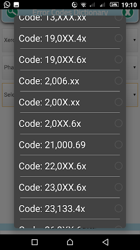 Printer Error codes Screen 3