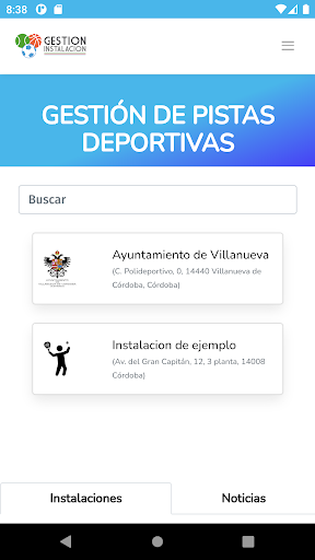 Android application Gestión Instalación screenshort