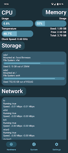Android application Linux Server Info screenshort