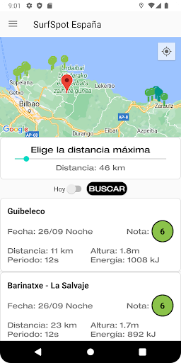 Android application Surf Report screenshort