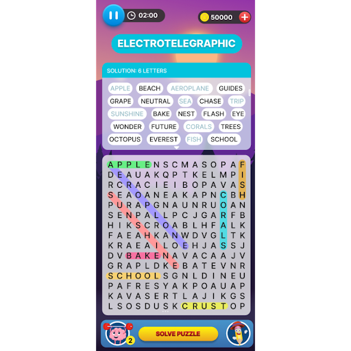 Android application Wonderword Word Search screenshort