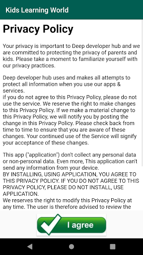 Android application Kids Learning world screenshort
