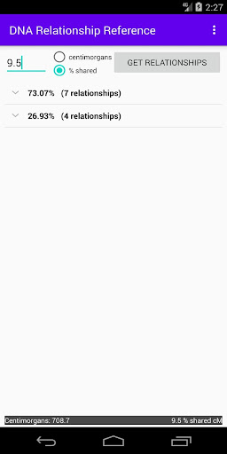 DNA Relationship Finder Screen 2