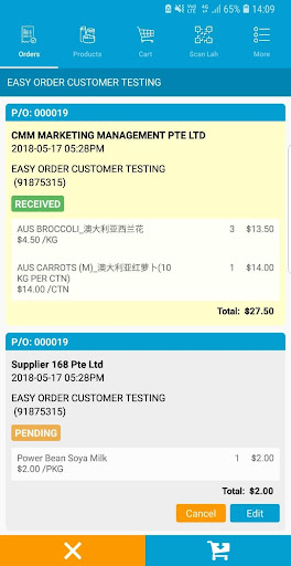 EasyOrder Singapore Screenshot