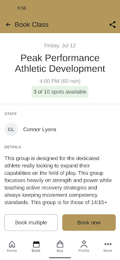 Lyons Den Sports Performance Screen 3