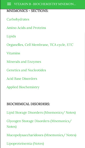 Biochemistry Mnemonics & Notes Screen 3