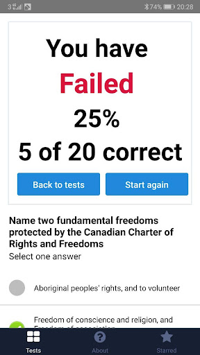 Canadian Citizenship Test Screen 3