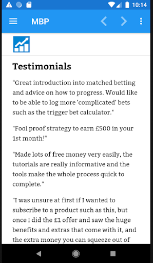 Matched Betting Pro Screen 2