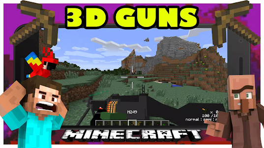 3D Gun Mod For Minecraft PE