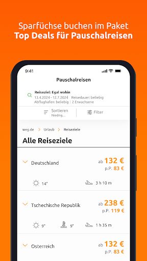 Screenshot of weg.de: Urlaub & Reisen buchen