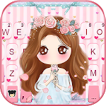 Cover Image of डाउनलोड Pink Floral Girl Keyboard Them  APK