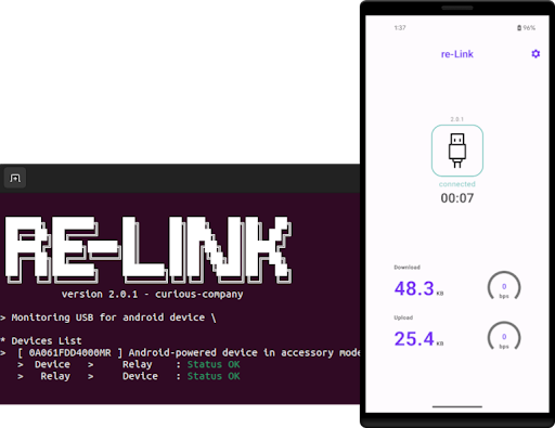 Android application re-Link - Reverse Tethering screenshort