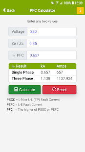Fault Current Calculator PFC Screenshot