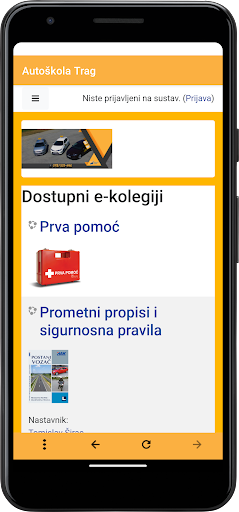 Android application Autoškola Trag screenshort