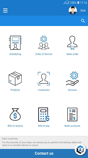 Android application Customers, Orders e Services screenshort