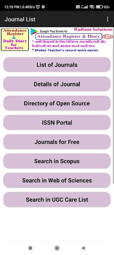 Android application Research Journal List screenshort