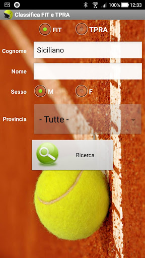 Android application Tennis - Classifica FIT e TPRA screenshort