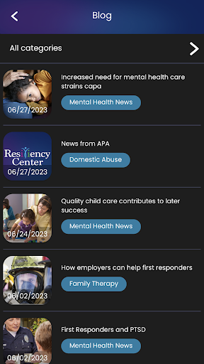Resiliency Center Screen 3