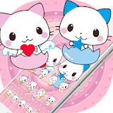 Cute Cartoon Cat Love Theme icon
