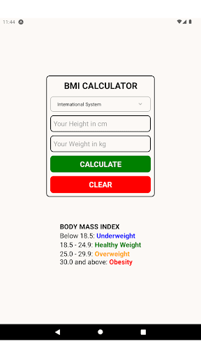 BMI Calculator Screen 3