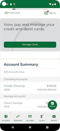 Central Bank Mobile Banking Screen 2