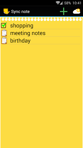 Android application Sync note screenshort