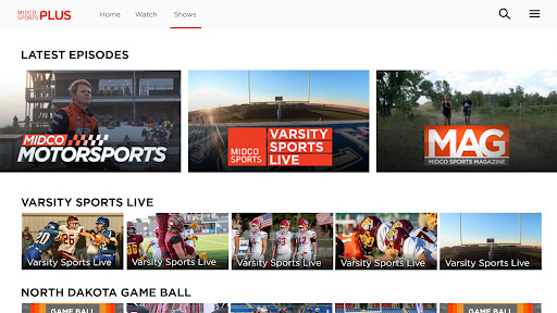 Screenshot of Midco Sports Plus