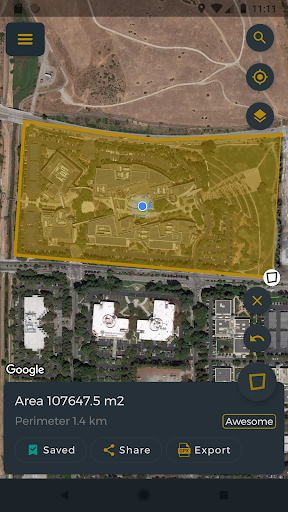 Area - fields area, distance a Screen 3