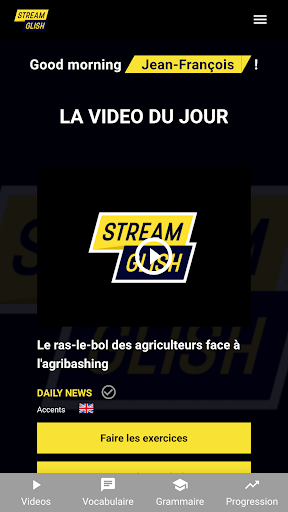 Android application Streamglish anglais screenshort