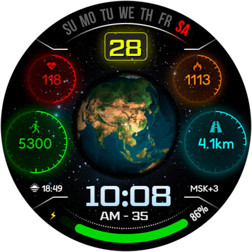 EARTH DIGI Animated Watchface