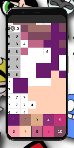 Cartoon coloring book by number