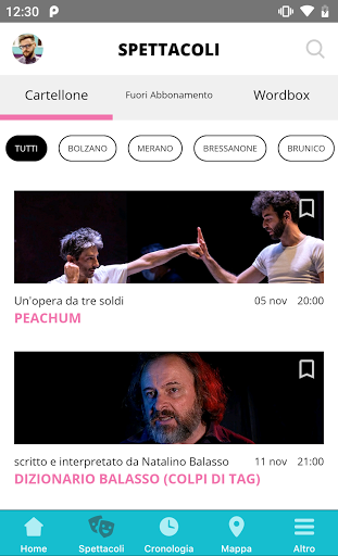 Android application Teatro Stabile di Bolzano screenshort