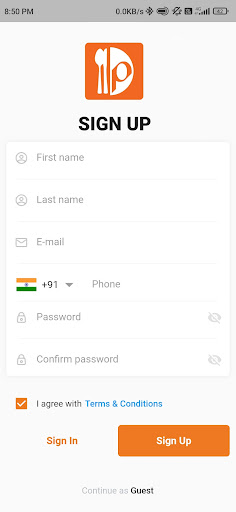 Android application DinerPool : Food Order App screenshort