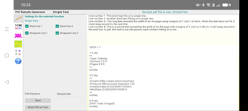 Android application Pdf Sample Generator screenshort
