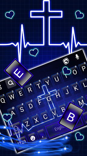 Neon Blue Cross Keyboard Backg Screen 2