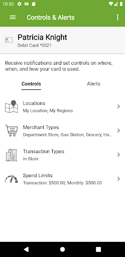 CGSB Card Controls Screen 2