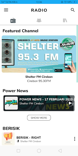 Android application Shelter FM Cirebon screenshort