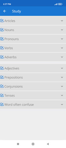Android application MCQ English Grammar Objective screenshort