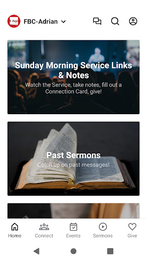 Android application Faith Baptist Church Adrian screenshort