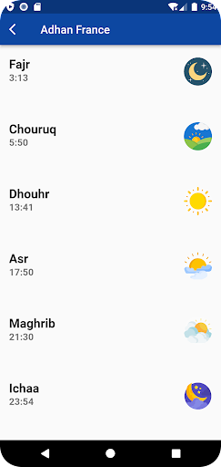 Android application Adhan France Horaires Prières screenshort
