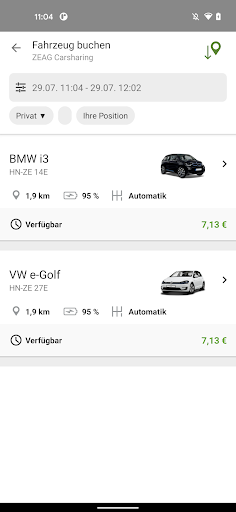 ZEAG carsharing Screen 3