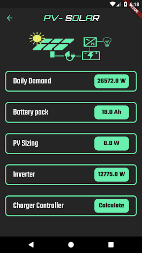 Android application PV Solar screenshort