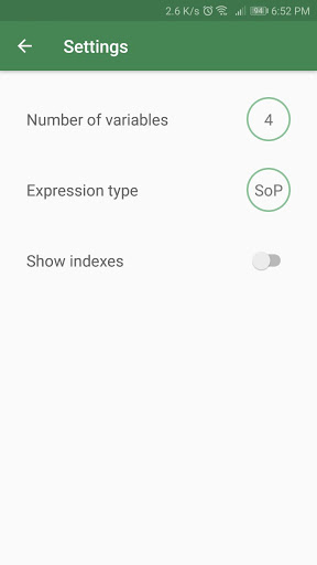 Android application Karnaugh screenshort