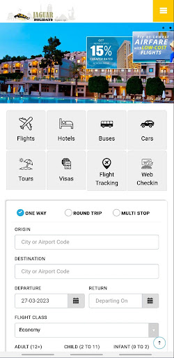Android application Jaguarholidays screenshort