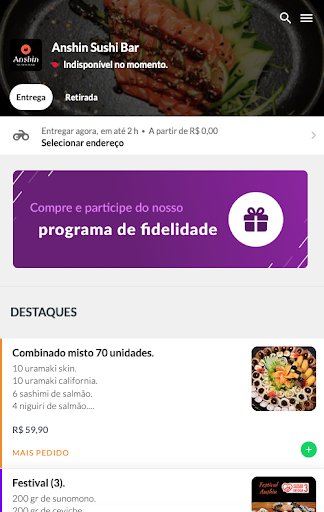 Android application Anshin Sushi Bar screenshort