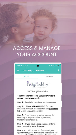 Android application BabyLiveAdvice screenshort